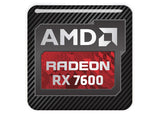 AMD Radeon RX 7600 1"x1" Chrome Effect Domed Case Badge / Sticker Logo