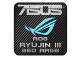 ASUS ROG RYUJIN III 360 ARGB Liquid Cooling 1"x1" Chrome Effect Domed Case Badge / Sticker Logo