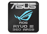 ASUS ROG RYUO III 360 ARGB Liquid Cooling 1"x1" Chrome Effect Domed Case Badge / Sticker Logo