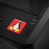Linux Tux Penguin Rouge 1"x1" Chrome Effet Dôme Case Badge / Autocollant Logo