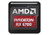 AMD Radeon RX 6700 1"x1" Badge de boîtier bombé effet chromé / Logo autocollant