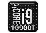 Intel Core i9 10900T 1"x1" Badge de boîtier bombé effet chromé / Logo autocollant