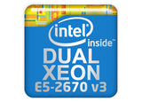 Intel Dual Xeon E5-2670 v3 1"x1" Chrome Effect Domed Case Badge / Sticker Logo