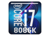 Intel Core i7 8086K 1"x1" Badge de boîtier bombé effet chromé / Logo autocollant