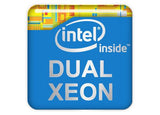 Intel Dual Xeon 1"x1" Chrome Effect Domed Case Badge / Sticker Logo