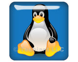 Linux Tux Penguin Bleu 1"x1" Chrome Effet Dôme Case Badge / Autocollant Logo