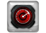 Overclocked Tachometer 1"x1" Chrome Effect Domed Case Badge / Sticker Logo