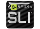 Insignia/logotipo adhesivo de caja abovedada con efecto cromado de 1"x1" en negro de nVidia SLI