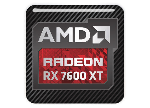 AMD Radeon RX 7600 XT 1"x1" Chrome Effect Domed Case Badge / Sticker Logo