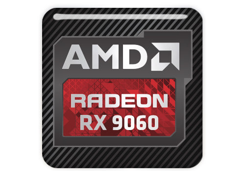 AMD Radeon RX 9060 1"x1" Chrome Effect Domed Case Badge / Sticker Logo
