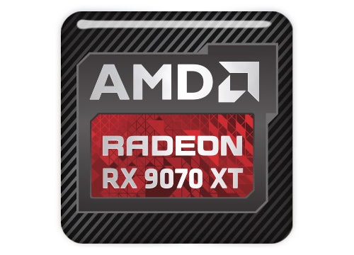 AMD Radeon RX 9070 XT 1"x1" Chrome Effect Domed Case Badge / Sticker Logo