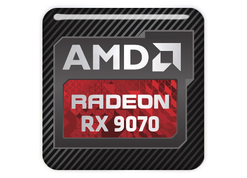 AMD Radeon RX 9070 1"x1" Chrome Effect Domed Case Badge / Sticker Logo