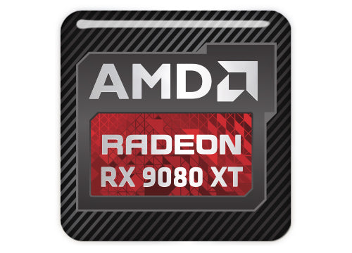 AMD Radeon RX 9080 XT 1"x1" Chrome Effect Domed Case Badge / Sticker Logo
