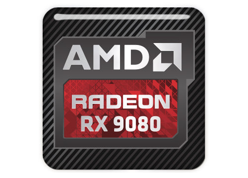 AMD Radeon RX 9080 1"x1" Chrome Effect Domed Case Badge / Sticker Logo