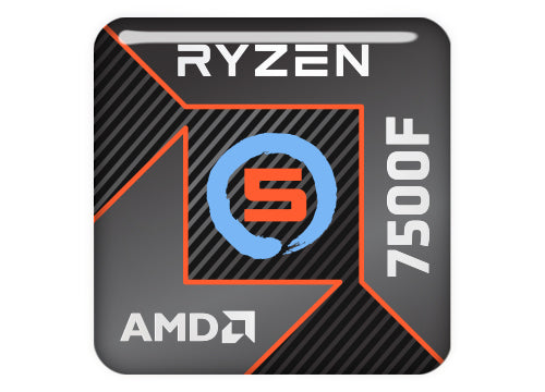 AMD Ryzen 5 7500F 1"x1" Chrome Effect Domed Case Badge / Sticker Logo