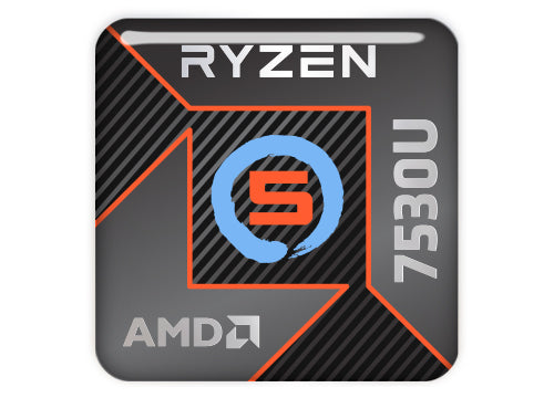 AMD Ryzen 5 7530U 1"x1" Chrome Effect Domed Case Badge / Sticker Logo