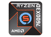 AMD Ryzen 5 7600X3D CPU 1"x1" Chrome Effect Domed Case Badge / Sticker Logo