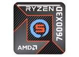 AMD Ryzen 5 7600X3D CPU 1"x1" Chrome Effect Domed Case Badge / Sticker Logo
