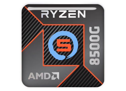 AMD Ryzen 5 8500G 1"x1" Chrome Effect Domed Case Badge / Sticker Logo