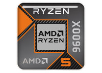 AMD Ryzen 5 9600X 1"x1" Chrome Effect Domed Case Badge / Sticker Logo