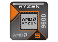 AMD Ryzen 5 9600 1"x1" Chrome Effect Domed Case Badge / Sticker Logo