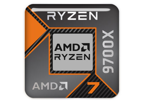 AMD Ryzen 7 9700X 1"x1" Chrome Effect Domed Case Badge / Sticker Logo