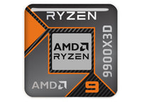 AMD Ryzen 9 9900X3D 1"x1" Chrome Effect Domed Case Badge / Sticker Logo