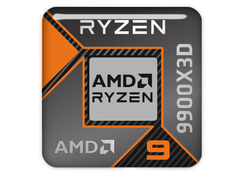 AMD Ryzen 9 9900X3D 1"x1" Chrome Effect Domed Case Badge / Sticker Logo