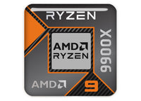 AMD Ryzen 9 9900X 1"x1" Chrome Effect Domed Case Badge / Sticker Logo