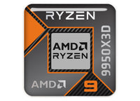 AMD Ryzen 9 9950X3D 1"x1" Chrome Effect Domed Case Badge / Sticker Logo