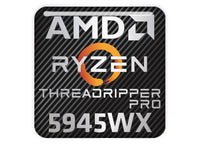 AMD Ryzen Threadripper Pro 5945WX 1"x1" Chrome Effect Domed Case Badge / Sticker Logo