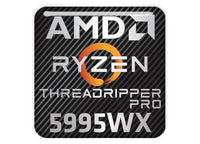 AMD Ryzen Threadripper Pro 5995WX 1"x1" Chrome Effect Domed Case Badge / Sticker Logo