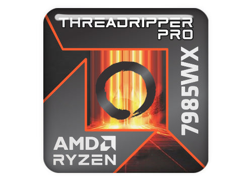 AMD Ryzen Threadripper Pro 7985WX 1"x1" Chrome Effect Domed Case Badge / Sticker Logo