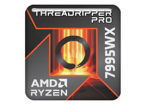 AMD Ryzen Threadripper Pro 7995WX 1"x1" Chrome Effect Domed Case Badge / Sticker Logo