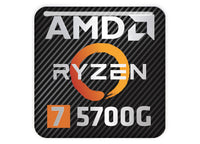 AMD Ryzen 5 5700G 1"x1" Badge de boîtier bombé effet chromé / Logo autocollant