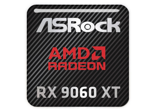 ASRock AMD Radeon RX 9060 XT 1"x1" Chrome Effect Domed Case Badge / Sticker Logo