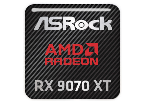 ASRock AMD Radeon RX 9070 XT 1"x1" Chrome Effect Domed Case Badge / Sticker Logo