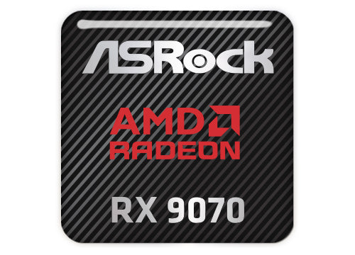 ASRock AMD Radeon RX 9070 1"x1" Chrome Effect Domed Case Badge / Sticker Logo