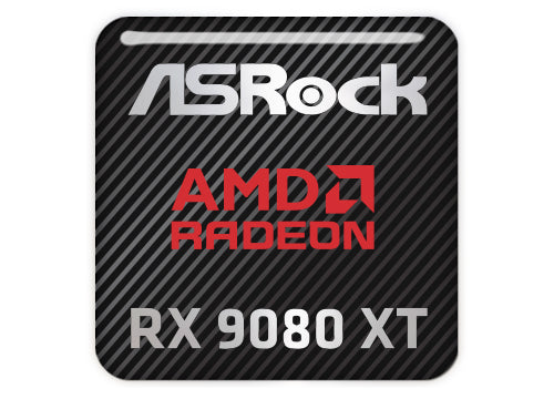 ASRock AMD Radeon RX 9080 XT 1"x1" Chrome Effect Domed Case Badge / Sticker Logo