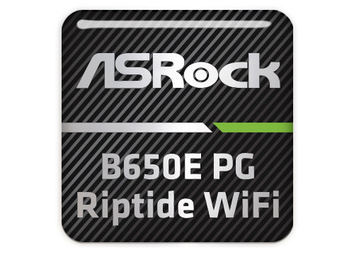 ASRock B650E PG Riptide WiFi Motherboard 1"x1" Chrome Effect Domed Case Badge / Sticker Logo