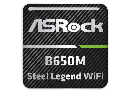 ASRock B650M Steel Legend WiFi Motherboard 1"x1" Chrome Effect Domed Case Badge / Sticker Logo
