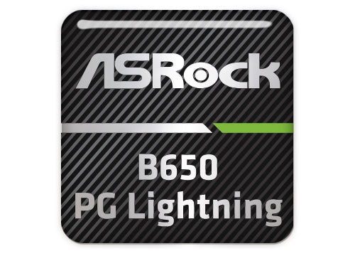 ASRock B650 PG Lightning Motherboard 1"x1" Chrome Effect Domed Case Badge / Sticker Logo
