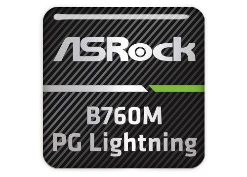 ASRock B760M PG Lightning Motherboard 1"x1" Chrome Effect Domed Case Badge / Sticker Logo