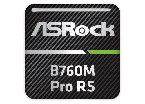 ASRock B760M Pro RS Motherboard 1"x1" Chrome Effect Domed Case Badge / Sticker Logo