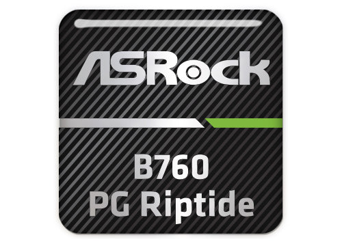 ASRock B760 PG Riptide Motherboard 1"x1" Chrome Effect Domed Case Badge / Sticker Logo