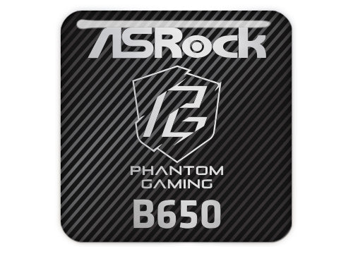 ASRock Phantom Gaming B650 Series Motherboard 1"x1" Chrome Effect Domed Case Badge / Sticker Logo