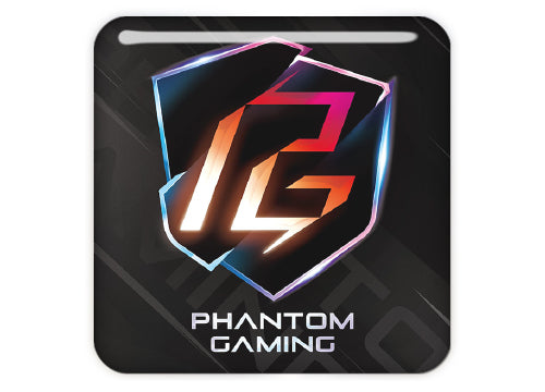 ASRock Phantom Gaming Color 1"x1" Chrome Effect Domed Case Badge / Sticker Logo