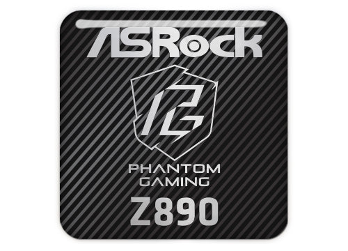 ASRock Phantom Gaming Z890 Series Motherboard 1"x1" Chrome Effect Domed Case Badge / Sticker Logo