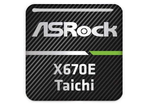 ASRock X670E Taichi Motherboard 1"x1" Chrome Effect Domed Case Badge / Sticker Logo
