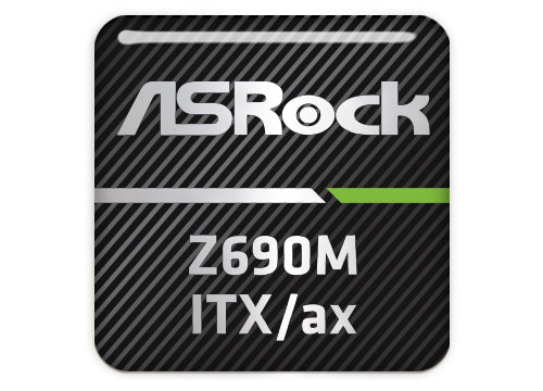 ASRock Z690M-ITX/ax Motherboard 1"x1" Chrome Effect Domed Case Badge / Sticker Logo